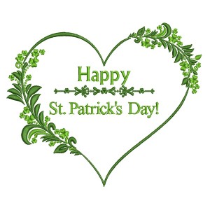 Happy St. Patrick's Day Heart Filled Machine Embroidery Design Digitized Pattern